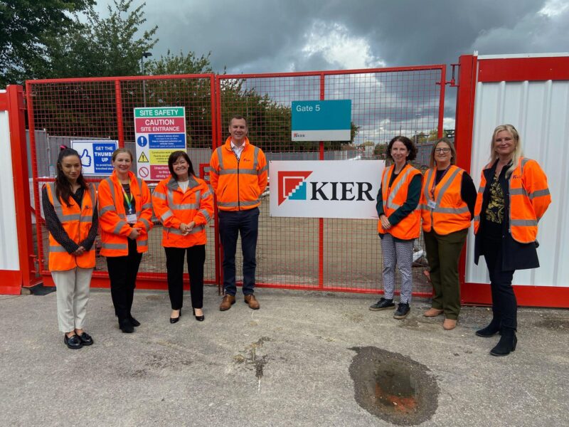 Anneliese with a group of staff from the construction firm Kier, outside Oxford Station