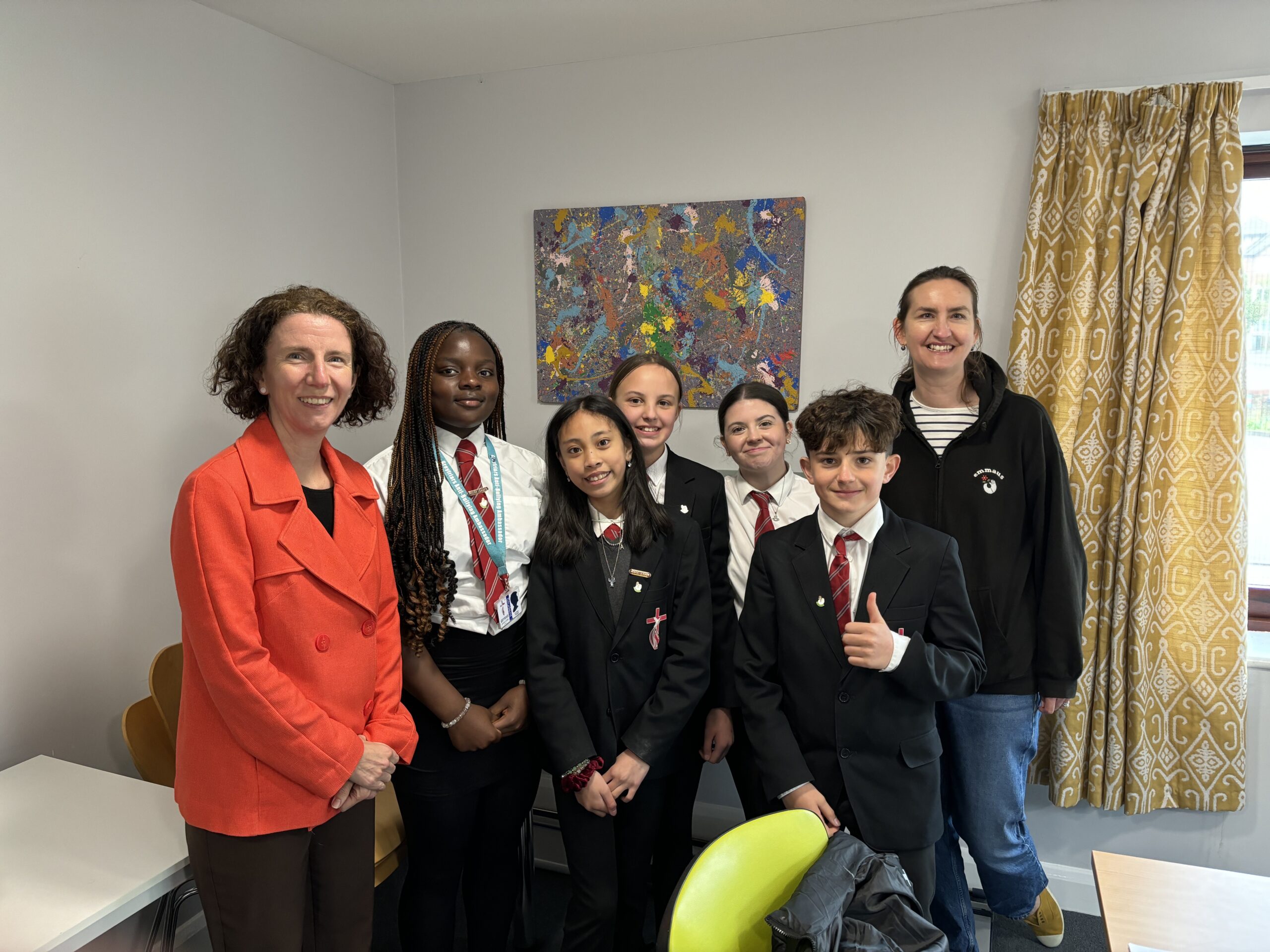 Anneliese Dodds MP with students from Greyfriars Catholic School